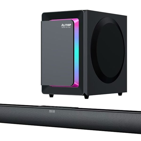 Alitop Barre de Son SP-1028 – 100W | Bluetooth, USB, Carte SD & Radio FM
