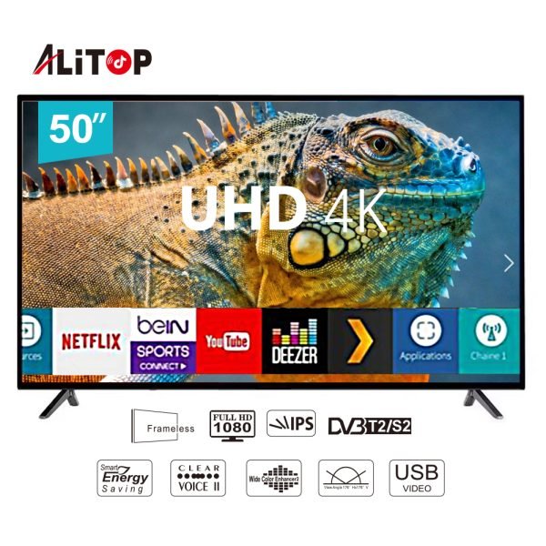 Alitop TV 50 pouces Smart TV - décodeur intégré